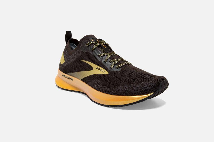 Brooks Running Shoes Womens Black/Gold - Levitate 4 Road - 5287-ZBMVD